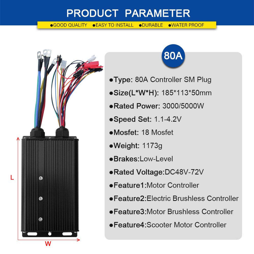 Contrôleur à onde sinusoïdale  - Sine Wave Controller 48V 72V 80A avis et prix